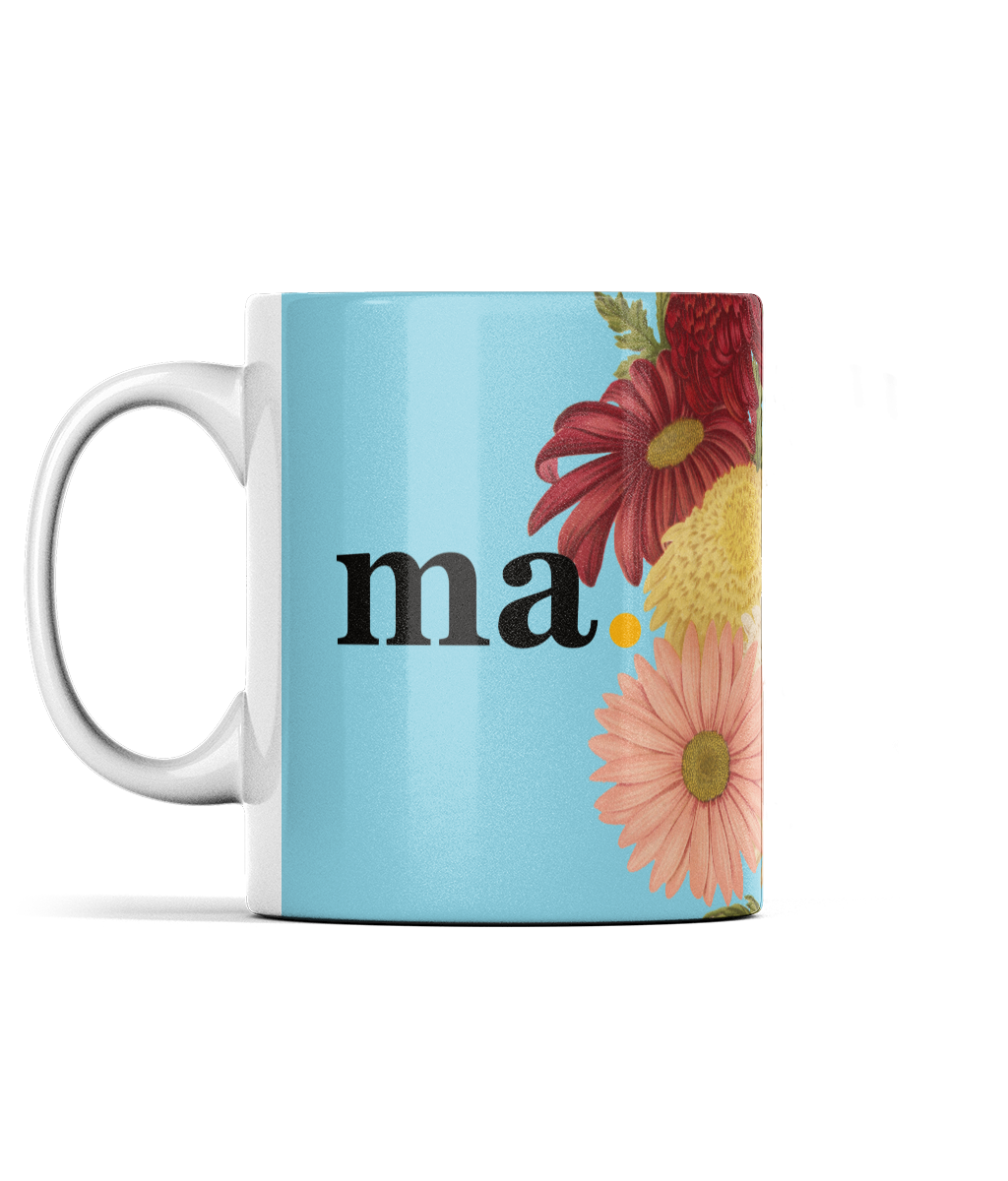 Mothers Day 'Ma' Flower Mug blue