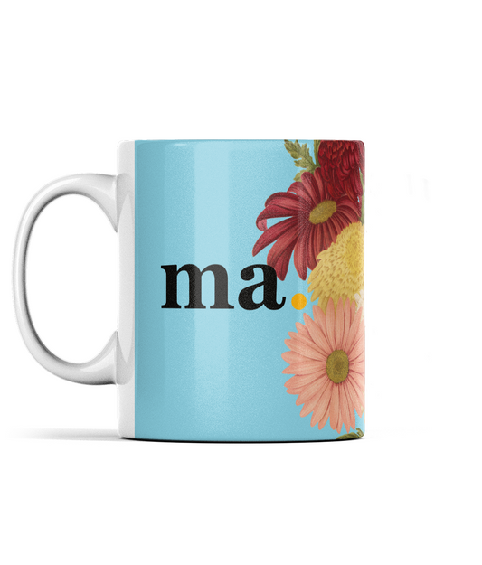 Mothers Day 'Ma' Flower Mug blue